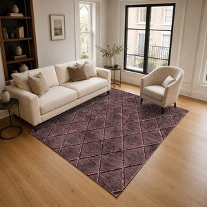 พรมเชนิลล์พิมพ์ลายดิจิตอลสไตล์โอเรียนทัลสีแดงเบอร์กันดี รุ่น LXDP-0125 จาก RUGS DEPOT สำหรับขายส่ง ซักเครื่องได้ ไม่ลื่น - Product Image 2