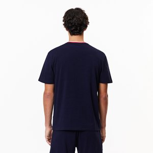 <span class=keywords><strong>T</strong></span>-<span class=keywords><strong>shirt</strong></span> à manches courtes <span class=keywords><strong>bleu</strong></span> <span class=keywords><strong>marine</strong></span> pour homme avec bordure contrastée, <span class=keywords><strong>col</strong></span> rond, coupe classique, couleur unie, 100% coton jersey tricoté - Product Image 2