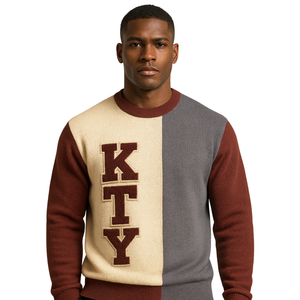 Suéter de punto blanco de 3 tonos Año de Fundación Premium Divine Nine Greek Fraternity Apparel Chenille Bordado Pullover Classic - Product Image 1