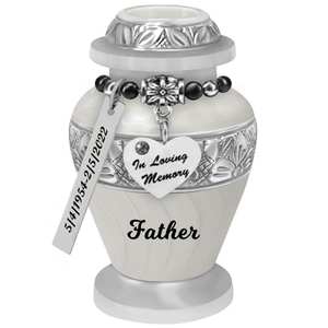 Urna Conmemorativa Blanca con Remolino, Opción de Grabado con Dijes de Amor, Incluye Bolsa Protectora, Envío Rápido, Urnas Funerarias de Aluminio - Product Image 3