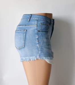 OEM 2025 Servicio Mujeres Top Trending Transpirable Mediados de cintura Recto Vintage Casual Verano Pantalones cortos de mezclilla Precio barato - Product Image 3