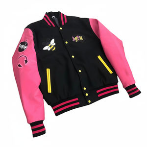 Chaqueta universitaria de lana y cuero a la moda Chaqueta con letras de estilo retro para hombres y mujeres - Product Image 6