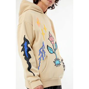 Diseño personalizado de lana de manga larga Puff impreso hombres sudaderas con capucha servicio OEM pulóver manga larga Puff estampado sudaderas con capucha para los hombres para la venta - Product Image 3