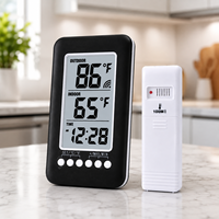 Kabelloser Innen- und Außenthermometer Digitaler Temperaturmonitor Uhr mit Fernsensor 100M Max Min Speicher