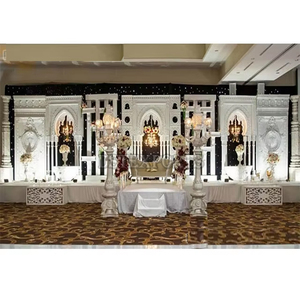 Décoration de mariage asiatique grandeur nature, scène romaine Haveli moderne en fibre blanche pour décorations de mariage sur le thème blanc, événement Washington - Product Image 4