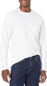 Nouveaux hommes décontracté 100% coton col rond T-Shirts solide manches longues 200 grammes Jersey tissu coupe régulière - Product Image 5