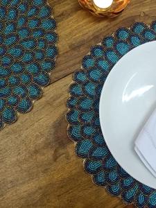 Round Blue Beaded <b>Placemat</b> for <b>Dining</b> <b>Table</b> Decoration Round Blue Beaded <b>Placemat</b> for <b>Dining</b> <b>Table</b> Decoration - Product Image 6