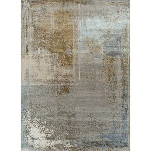 Tapis noué à la main en laine, bambou et soie à motif abstrait Tattvam, gris et noir, rectangulaire, pour salon, couloir, Srb(9003) - Product Image 1