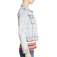 Chaqueta Vaquera de Mezclilla para Mujer, Diseño Gótico Informal, Estilo Urbano, Otoño, Estampado Azul, Mangas Largas, Cuello Camisero, Cinturón con Botones, 100% Algodón