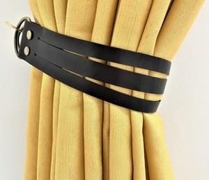 Beautifully Handmade Minimalist Leather <b>Curtain</b> Tie-Back Elegant Tieback Modern New Home Decor Interior Design - Product Image 1