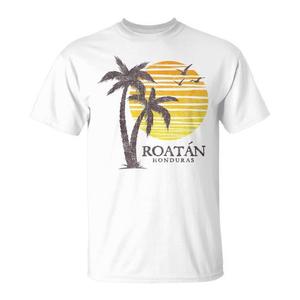 เสื้อยืดของที่ระลึกวินเทจ โรตัน ฮอนดูรัส ชายหาดยามพระอาทิตย์ตก สินค้าส่งเสริมการขายระดับพรีเมียม - Product Image 1