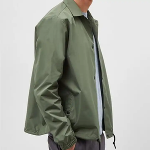100% Polyester Men's Long Sleeve Button <b>Coach</b> Jacket Custom Logo Lightweight Windbreaker Streetwear Outdoor Breathable Print - Product Image 5