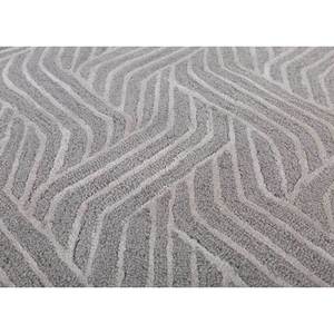 Tapis en laine Aubusson géométrique Modo Classic Tra-13414, tufté à la main en gris et noir pour couloir et salon – Tapis à tissage plat - Product Image 3