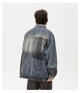 แจ็กเก็ตลำลองสำหรับผู้ชาย, แจ็กเก็ตแนวสตรีทผ้าฝ้าย100% ดีไซน์แบบเย็บปะต่อกันแนววินเทจ - Product Image 4