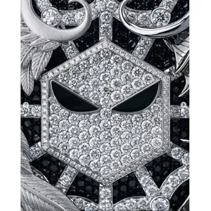 จี้รูปหกเหลี่ยมลายหน้ายิ้มชุบทองประดับเพชรโมอิสซาไนต์ ทำจากทองเหลือง - Product Image 3