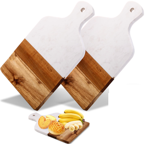 Planche à découper rectangulaire en bois et marbre de designer, plateau à fromage moderne, plateau à charcuterie, planche à découper - Product Image 4