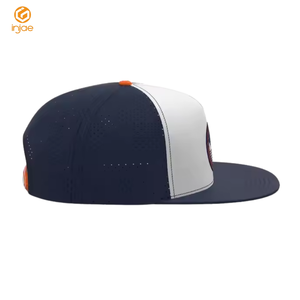 OEM ODM 5 Panel Snapback Laser Cut Hat Botón personalizado Color Parche de goma prensado en caliente Unisex Impermeable Ala plana Deportes al aire libre - Product Image 4