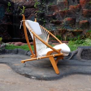 Modern Design Indoor and Outdoor Leisure <b>Lounge</b> <b>Chairs</b> Teak Solid Teak Wood with Woven Rope Seat Backrest for Hotel <b>Living</b> <b>Room</b>. - Product Image 5