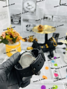 Montre numérique Iced Out avec diamants bleus Moissanite, bracelet noir, style Hip Hop Street Bling - Product Image 2