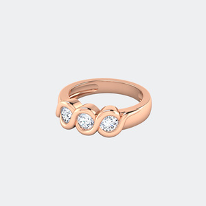 0.70CTW Three <b>Stone</b> Round Solitaire Bezel set Diamond Ring - Product Image 3