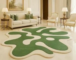 ผ้าไหมขนแกะทำด้วยมือแบบแปลกๆลวดลายแอ็บสแตรกต์สีน้ำเงินสำหรับห้องนั่งเล่นบ้าน - Product Image 2