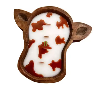 Cuenco para masa con forma de Cabeza de Vaca superventas, cuenco para masa de madera OEM, cuenco rústico personalizado para hacer velas, mayorista de Vietnam - Product Image 1