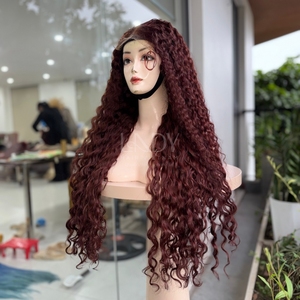 Pelucas de Cabello Humano Vietnamita de Color Borgoña Rizado, Largas y de Alta Calidad - Product Image 3