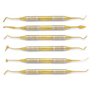 เครื่องมือทันตกรรมคอมโพสิต6ชิ้นอุปกรณ์เติมฟันเครื่องมือทำความสะอาดสีทอง - Product Image 4