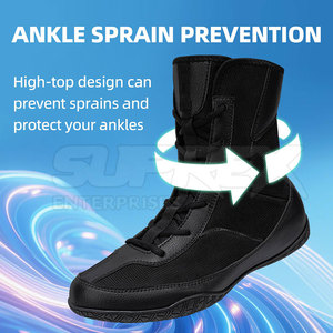 Chaussures de boxe en cuir confortables et élégantes, couleur noire, légères et respirantes, chaussures d'entraînement - Product Image 3