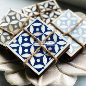 2024 Handmade <b>Square</b> Bone Inlay Coasters High Quality Polished Kitchen Accessories Custom Coasters & <b>Placemats</b> Kitchen Supplies - Product Image 4
