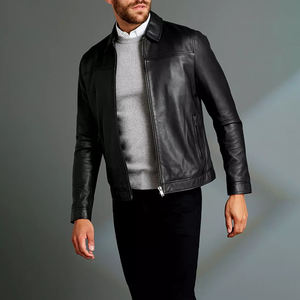 Veste en cuir noir pour hommes en cuir d'agneau pur Biker Moto Racer de haute qualité personnalisé brodé flambant neuf 2025 vestes - Product Image 2