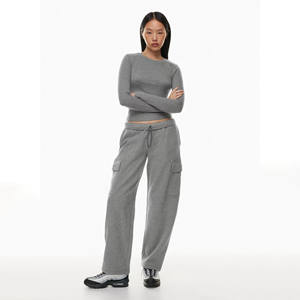 Pantalon cargo à taille haute pour femmes en gros 80% coton, pantalon cargo pour femmes en polyester 20% - Product Image 6