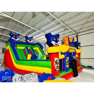 Grande aire de jeux gonflable extérieure, équipement d'amusement Chat Bleu - Product Image 4