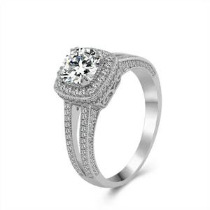 แหวนหมั้นเพชรโมอิสซาไนต์เงินแท้ 925 แหวนแบบหนามเตย แหวนวันครบรอบแต่งงาน แหวนหมั้นเพชรโมอิสซาไนต์ทรงคุชชั่น - Product Image 4