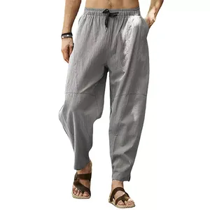 Pantalon sarouel personnalisé OEM en polyester/coton pour hommes Pantalon baggy à jambes larges Taille élastique Coupe normale Décontracté Respirant Séchage rapide Printemps - Product Image 3