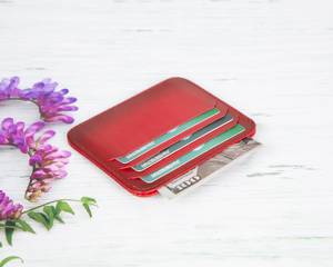 Handmade Genuine Leather <b>Card</b> <b>Holder</b> With Burnished Edges Slim <b>Wallet</b> Organizer Durable For Professionals HLC-0125 - Product Image 2