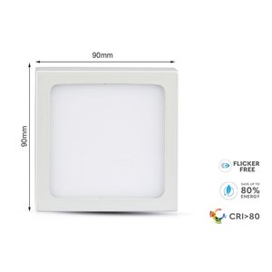 แผงไฟ LED ติดเพดานทรงสี่เหลี่ยม90X90X24mm ไฟ SKU-4909/ไฟเพดาน6W 6000K แบบบาง - Product Image 1