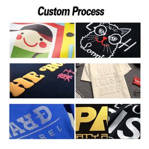 100% algodón para hombre 500 Gsm sudaderas con capucha de peso pesado en blanco grueso Logotipo de impresión personalizado Drop Shoulder Flock Hoodies para hombres - Product Image 5