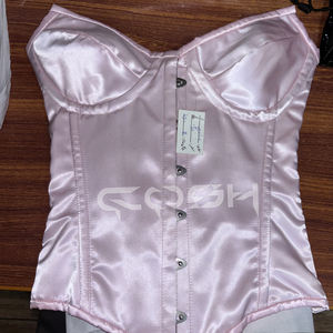 Nouveau design, corset en satin rose écologique, tendance et pour les fêtes, avec armatures en acier, bonnet à armatures, body shaper, haut - Product Image 6