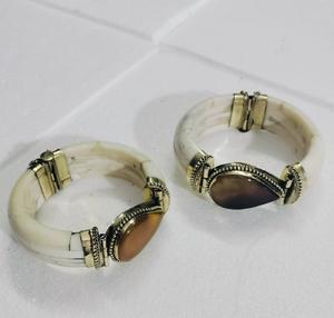 Piedra natural con diseño de latón y hueso, superventas, brazalete hecho a mano para mujer, pulsera hecha a mano 100% - Product Image 4