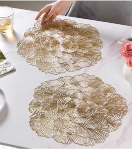 Napperons en métal en forme de fleur couleur or mariage Accent Cutwork centre de table à manger décoratif pour la maison hôtel restaurant - Product Image 6