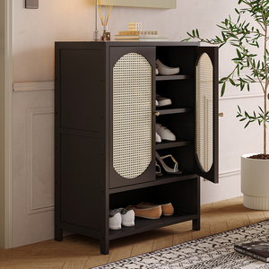Scarpiera Multistrato <span class=keywords><strong>in</strong></span> <span class=keywords><strong>Bambù</strong></span> con Design Ventilato, Organizzatore Nero per Ingresso e Corridoio - Product Image 5