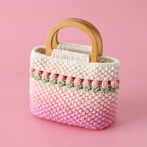 Elegante Bolso Tote de Doble Capa Hecho a Mano con Bordado de Flor de Tulipán y Rosa de Ganchillo, con Compartimento para Teléfono, Accesorio de Moda para Mamá - Product Image 5
