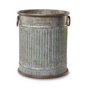 Jardinière ronde en acier galvanisé robuste avec poignées décoratives en forme de O, conteneur de jardin résistant, style industriel, pot de fleurs - Product Image 2