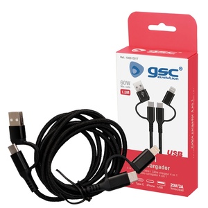 4-in-1 black nylon <b>charging</b> <b>cable</b> (GSC 105515017) - Product Image 2