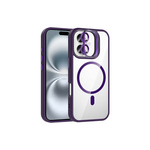 Funda de Silicona de Lujo Compatible con MagSafe para iPhone 16, Color Morado Oscuro, con Soporte Integrado y Protector de Lente de Cámara, Silicona Suave - Product Image 1