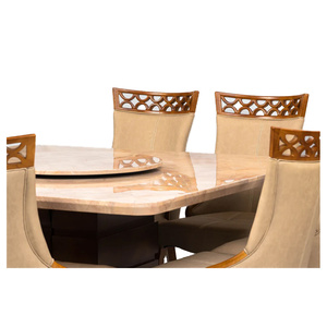 Bàn ăn sang trọng với bề mặt nhìn bằng đá cẩm thạch và khung bền xây dựng bàn ăn gia đình lớn với chỗ ngồi cho tám - Product Image 3