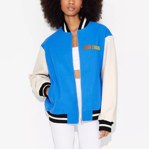 À la mode Femmes Varsity Veste Élégant Polaire Manches Laine Mélange Collège Survêtement Personnalisé Brodé Tricoté Respirant En Gros - Product Image 2