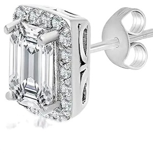 ต่างหูเพชรสวิสทรงลูกบาศก์สีเงินโทคาร่าสำหรับผู้หญิงและเด็กผู้หญิงชุดปาร์ตี้ - Product Image 2