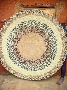 Tapis en fibres naturelles tissé à la main, motif nature morte Art Déco, pour décoration murale intérieure, Tapis Raphia, lot multi-pièces - Product Image 3